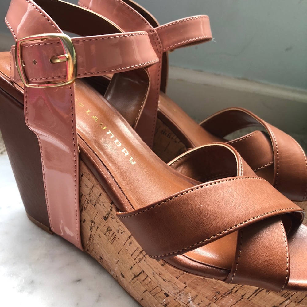 Chinese Laundry leather pink cork high heels.